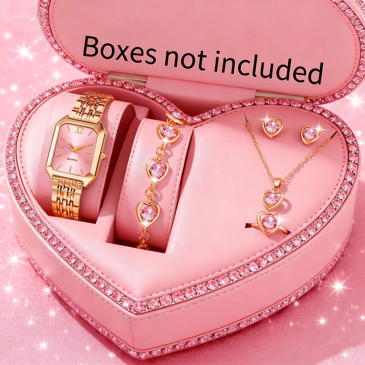 Elegant Gold Women's Gift Set – Quartz Watch with Matching Jewelry Collection