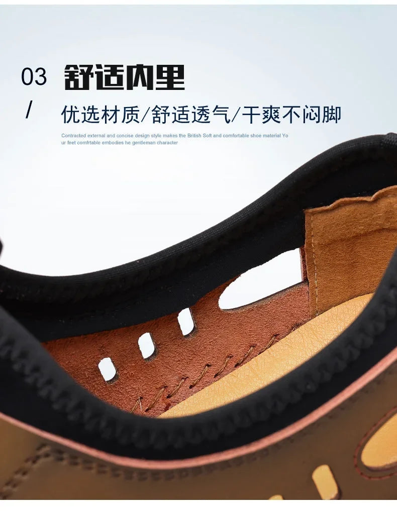 Noverlla™ Men's Leather Sandals – Breathable Non-Slip Summer Outdoor Shoes