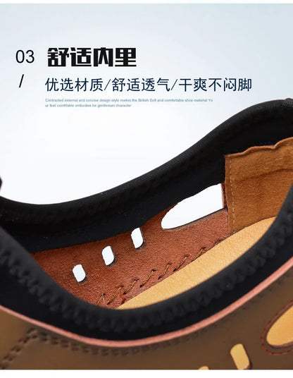 Noverlla™ Men's Leather Sandals – Breathable Non-Slip Summer Outdoor Shoes