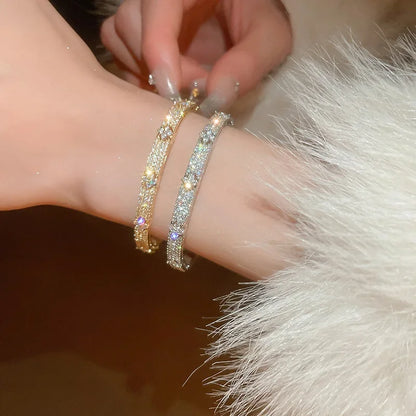 Luxury Cubic Zirconia Bangle Bracelet – Gold Silver Plated Women Jewelry | Noverlla