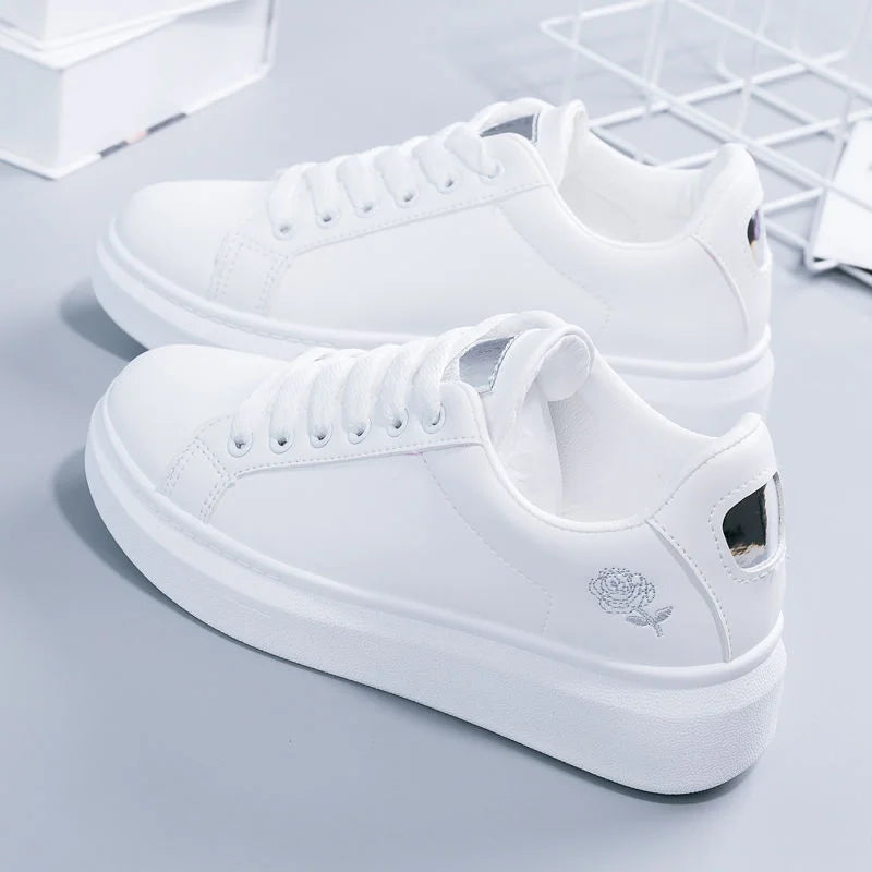Noverlla™ Women's Embroidered Sneakers – Breathable Lace-Up Casual Shoes