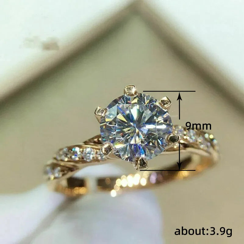 Noverlla™ Luxury Gold Cubic Zirconia Ring – Elegant 6-Prong Wedding & Engagement Band for Women