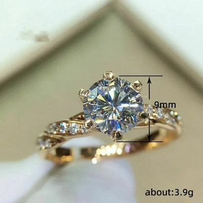 Noverlla™ Luxury Gold Cubic Zirconia Ring – Elegant 6-Prong Wedding & Engagement Band for Women