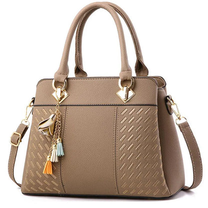 Luxury Women's Shoulder Bag – Embroidered Large Capacity Tote with Tassel