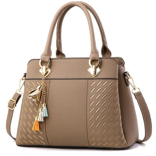 Luxury Women's Shoulder Bag – Embroidered Large Capacity Tote with Tassel