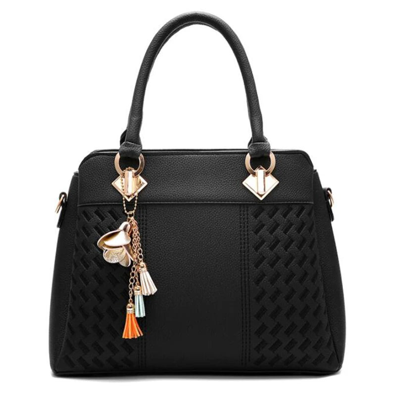 Luxury Women's Shoulder Bag – Embroidered Large Capacity Tote with Tassel