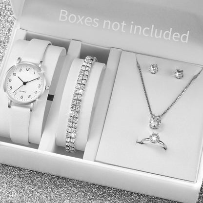 Luxury Women Quartz Watch Set 5/6PCS – Leather Band Diamond Fashion Watches