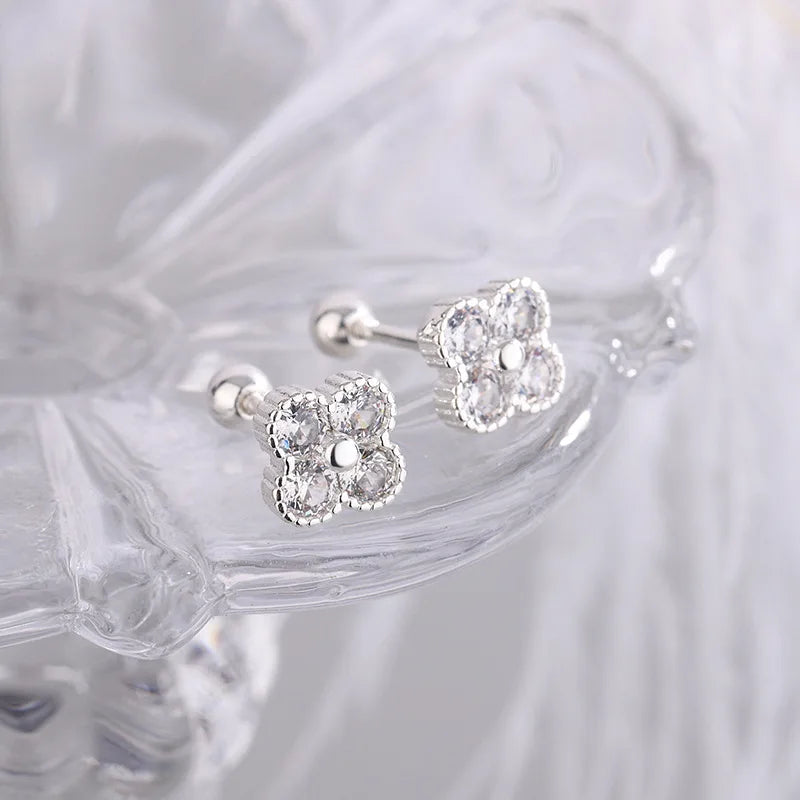 Luxury 925 Sterling Silver Round Zircon Earrings – Elegant Women Jewelry