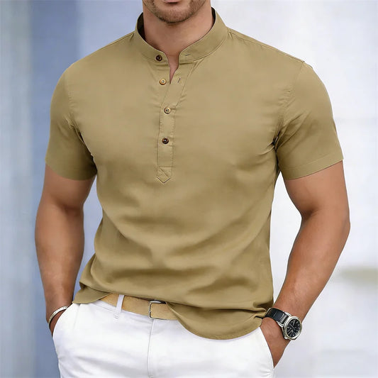 Noverlla™ Premium Stand Collar Polo – Slim Fit Men's Fashion Shirt