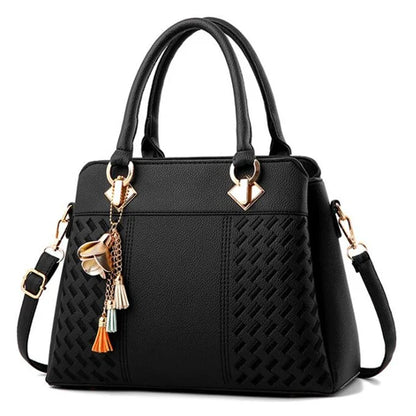 Luxury Women's Shoulder Bag – Embroidered Large Capacity Tote with Tassel