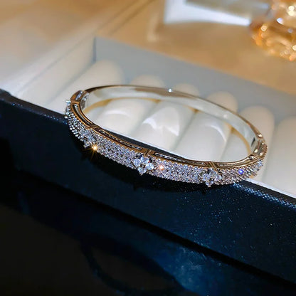 Luxury Cubic Zirconia Bangle Bracelet – Gold Silver Plated Women Jewelry | Noverlla