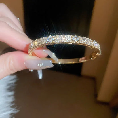 Luxury Cubic Zirconia Bangle Bracelet – Gold Silver Plated Women Jewelry | Noverlla
