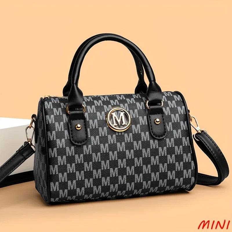 Noverlla™ Monogram “M” Shoulder Bag – Luxury Faux Leather Crossbody for Women