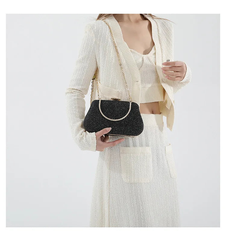 Luxury Glitter Clutch Bag for Women – Evening Party & Wedding Handbag with Chain