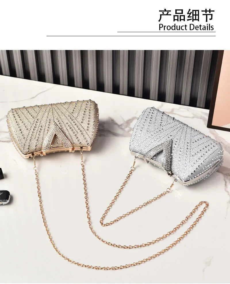 Diamond Rhinestone Shoulder & Crossbody Bag – Women Luxury Wedding Handbag