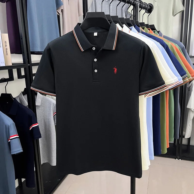 Noverlla™ Men's Luxury Polo Shirt – Short Sleeve Business Casual Top with Embroidered Detail
