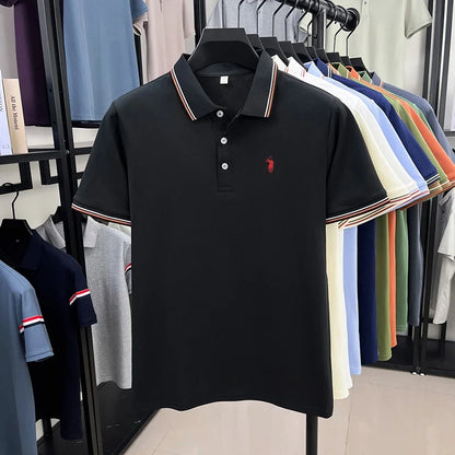 Noverlla™ Men's Luxury Polo Shirt – Short Sleeve Business Casual Top with Embroidered Detail