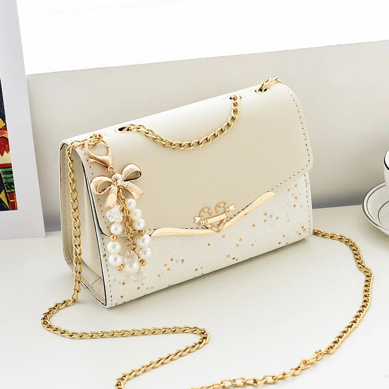Luxury Sequin Chain Shoulder Bag for Women – Elegant Bow Fashion Handbag