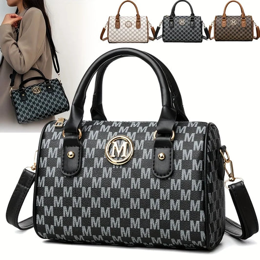 Noverlla™ Monogram “M” Shoulder Bag – Luxury Faux Leather Crossbody for Women
