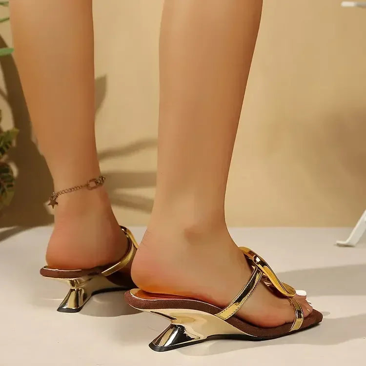 Noverlla™ Women's Square Toe Heeled Sandals – Elegant Summer Slide Slippers