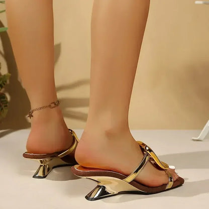 Noverlla™ Women's Square Toe Heeled Sandals – Elegant Summer Slide Slippers