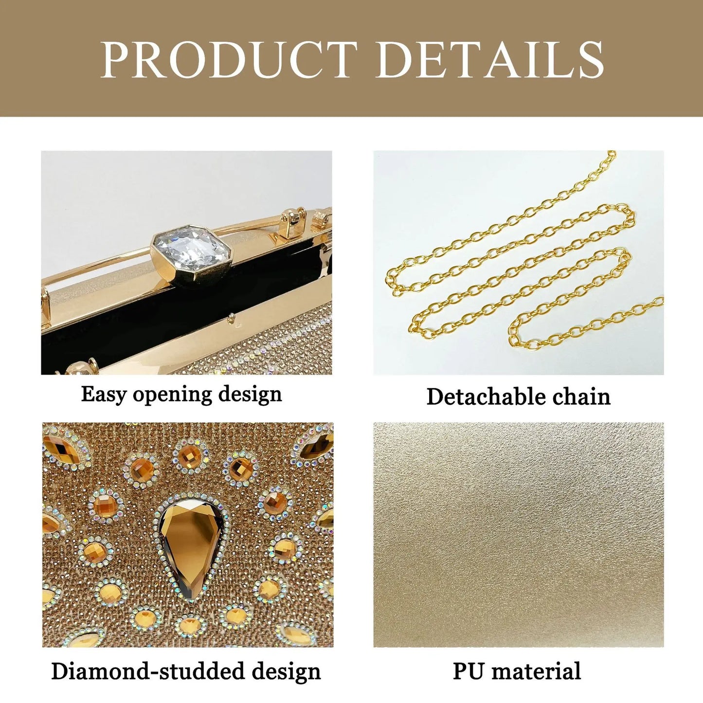 Noverlla Crystal Rhinestone Handbag – Elegant Chain Shoulder & Evening Bag