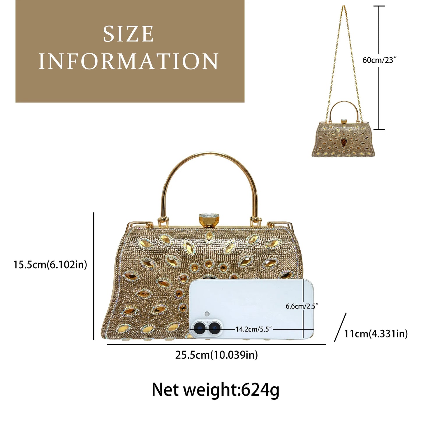 Noverlla Crystal Rhinestone Handbag – Elegant Chain Shoulder & Evening Bag