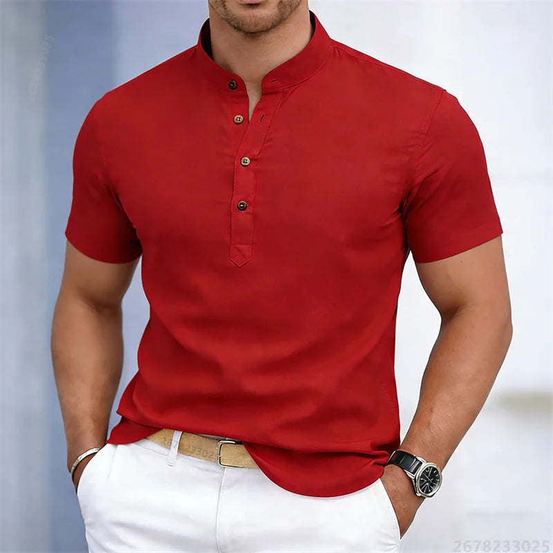 Noverlla™ Premium Stand Collar Polo – Slim Fit Men's Fashion Shirt