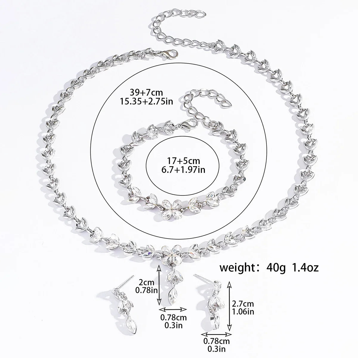 Bridal Leaf Waterdrop Jewelry Set – Earrings & Necklace Luxury Wedding Accessories