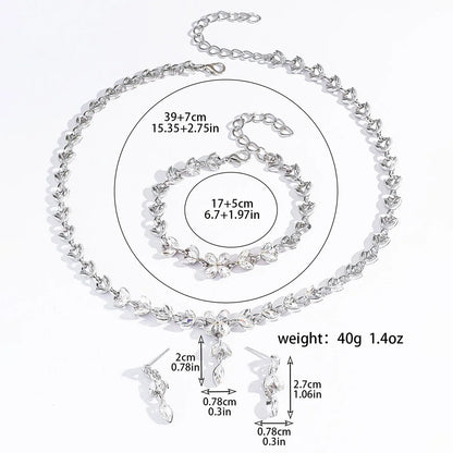 Bridal Leaf Waterdrop Jewelry Set – Earrings & Necklace Luxury Wedding Accessories