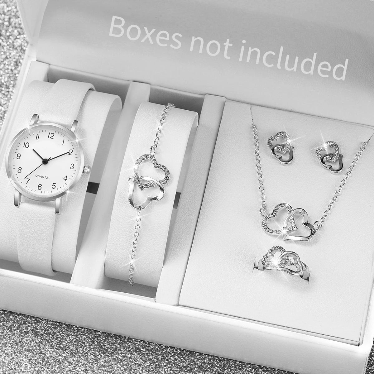 Luxury Women Quartz Watch Set 5/6PCS – Leather Band Diamond Fashion Watches