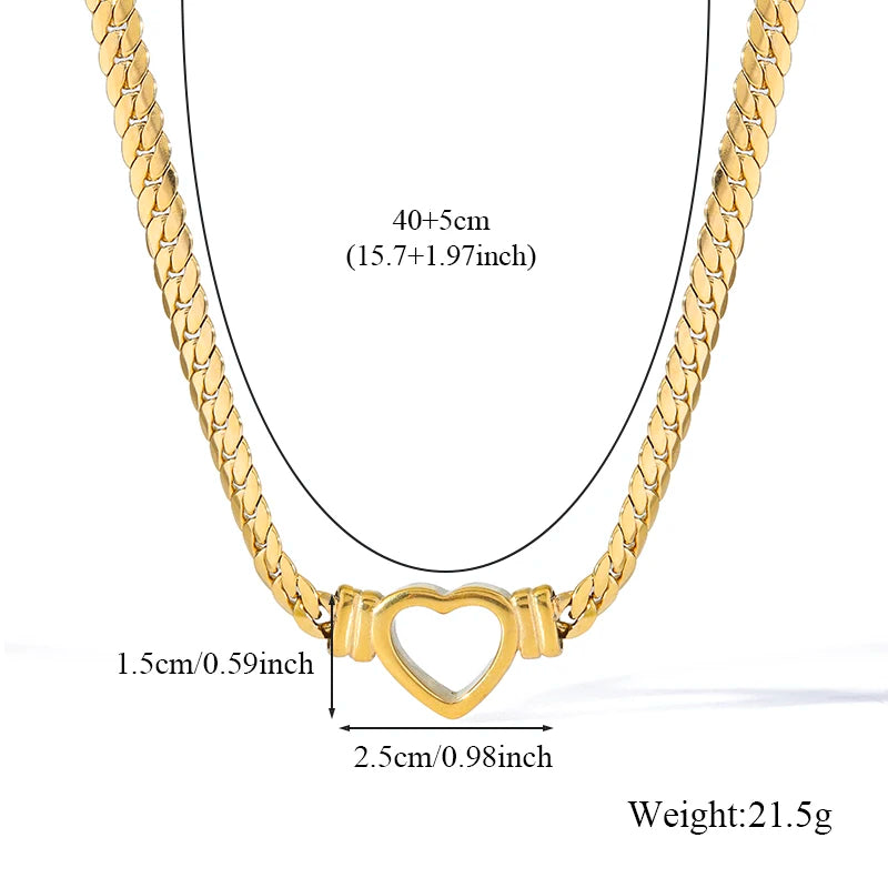 Luxury Heart Necklace & Bracelet Set for Women – Stainless Steel Gold Jewelry Gift