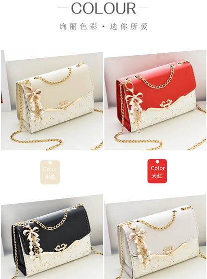 Luxury Sequin Chain Shoulder Bag for Women – Elegant Bow Fashion Handbag