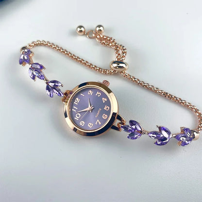 Elegant Women’s Quartz Watch – Luxury Rhinestone Bracelet Watch Gift