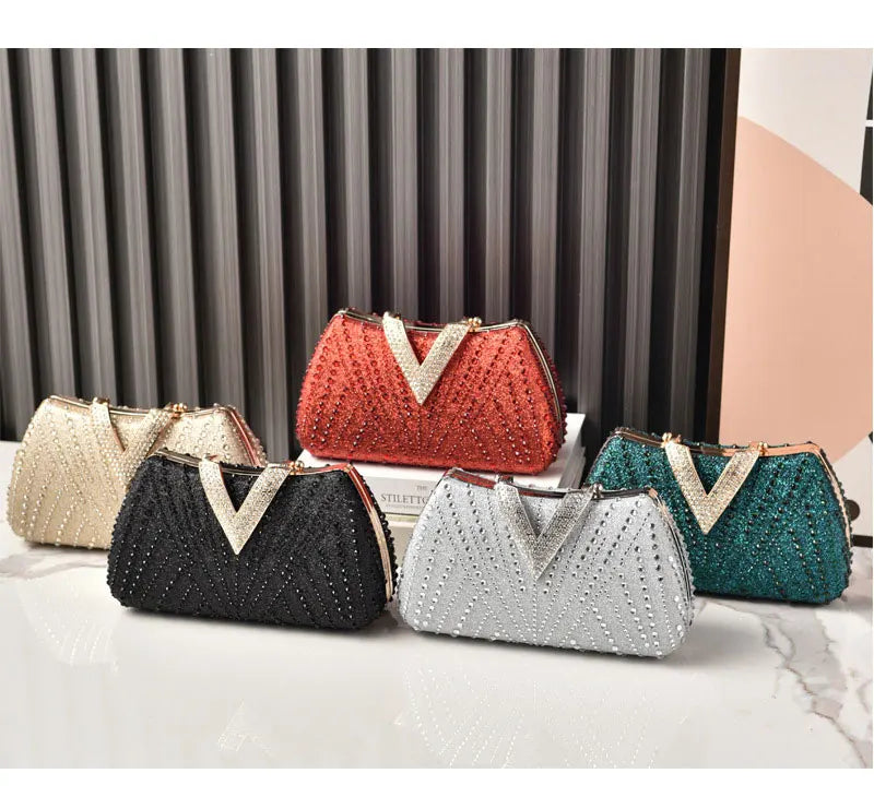Diamond Rhinestone Shoulder & Crossbody Bag – Women Luxury Wedding Handbag