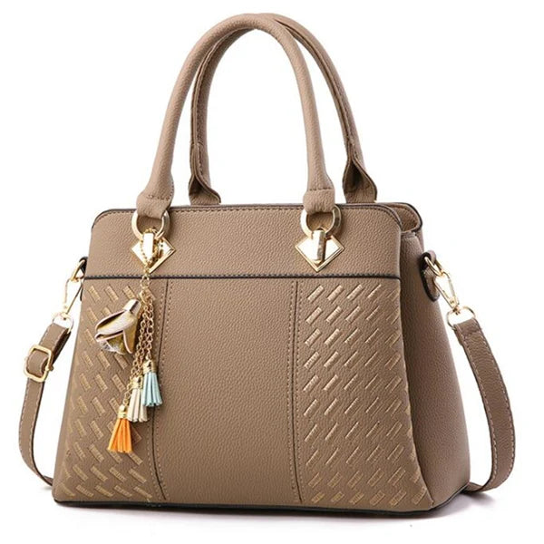 Luxury Women's Shoulder Bag – Embroidered Large Capacity Tote with Tassel