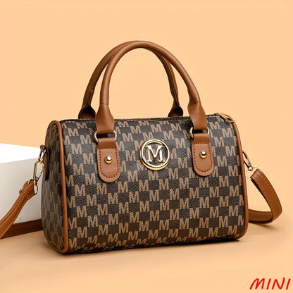 Noverlla™ Monogram “M” Shoulder Bag – Luxury Faux Leather Crossbody for Women