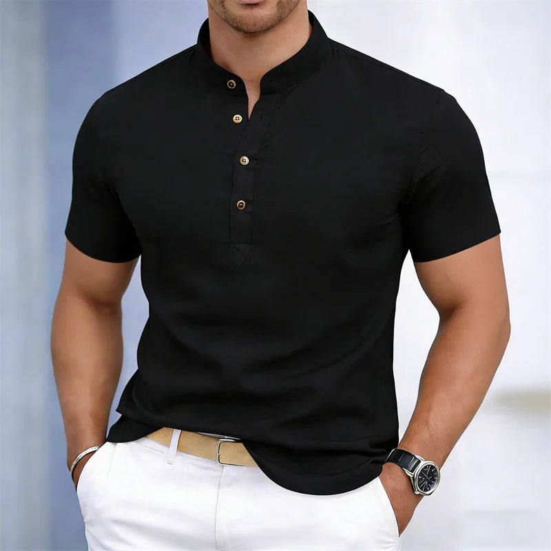 Noverlla™ Premium Stand Collar Polo – Slim Fit Men's Fashion Shirt