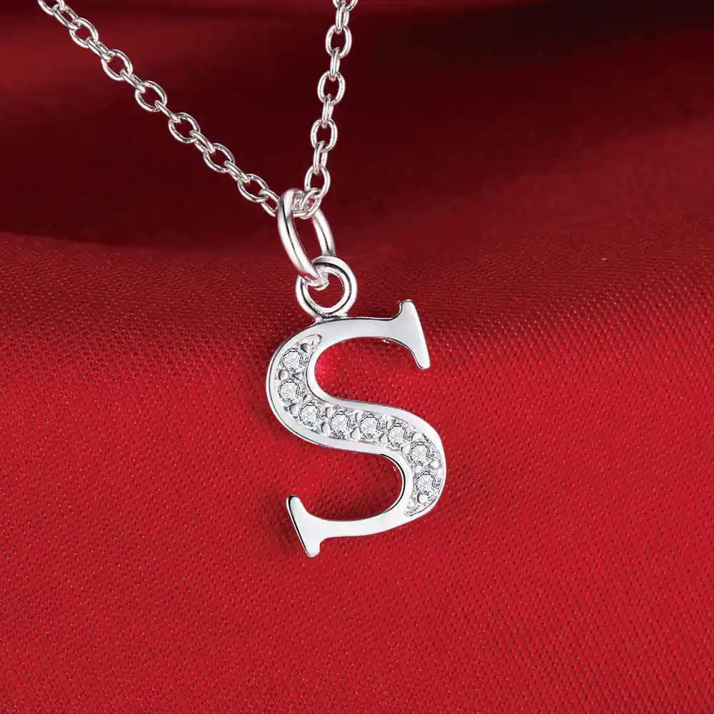 Noverlla 925 Sterling Silver Initial Necklace – Zircon Zirconia Pendant for Women