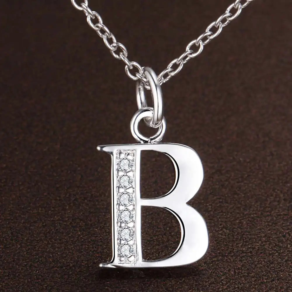 Noverlla 925 Sterling Silver Initial Necklace – Zircon Zirconia Pendant for Women
