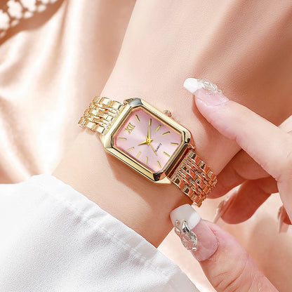 Elegant Gold Women's Gift Set – Quartz Watch with Matching Jewelry Collection