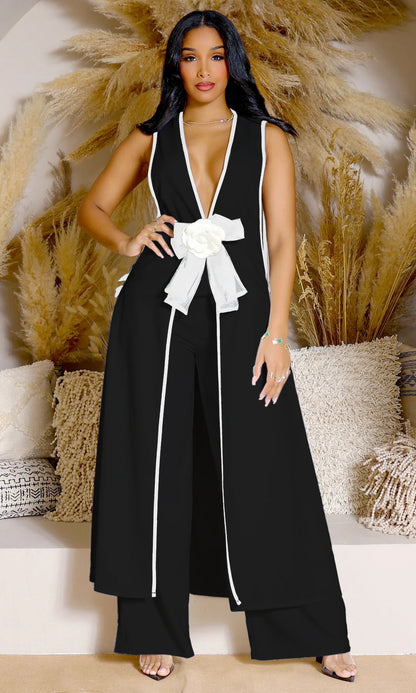 Women's Elegant Two-Piece Matching Set – Sleeveless Vest & Wide-Leg Ankle Pants | Chic Work & Casual Outfit