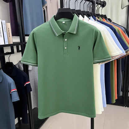 Noverlla™ Men's Luxury Polo Shirt – Short Sleeve Business Casual Top with Embroidered Detail