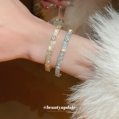 Luxury Cubic Zirconia Bangle Bracelet – Gold Silver Plated Women Jewelry | Noverlla